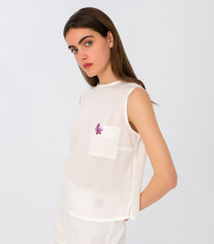 Embroidered Sleeveless Top