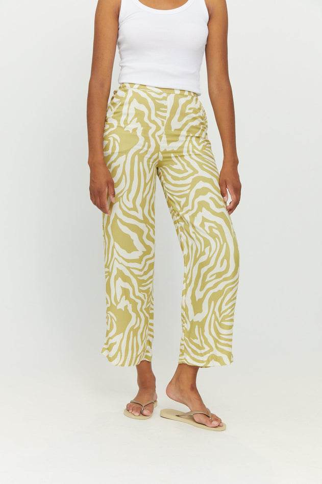 Lilby Printed Pants Celery Green