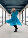 Miia Halmesmaa - Lush Dress with Puff Sleeves Turquoise Glitter, image no.2