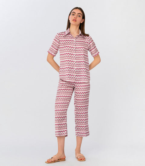 Pink Fantasy Print Cropped Pants