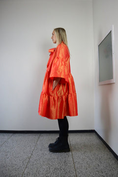 Lush Dress With Bow Collar Orange