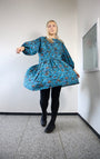 Miia Halmesmaa - Flirty Dress with Puff Sleeves Petrol Flower, image no.1