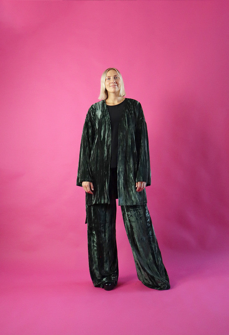 Velvet Kimono Forest Green
