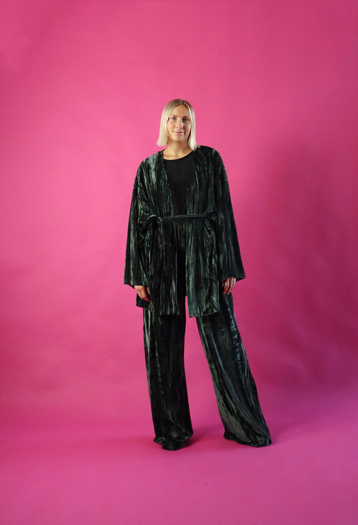Velvet Kimono Forest Green