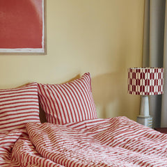 Linen Duvet Cover Set Red Stripe