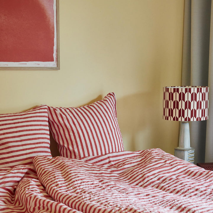 Homehagen - Linen Duvet Cover Set Red Stripe