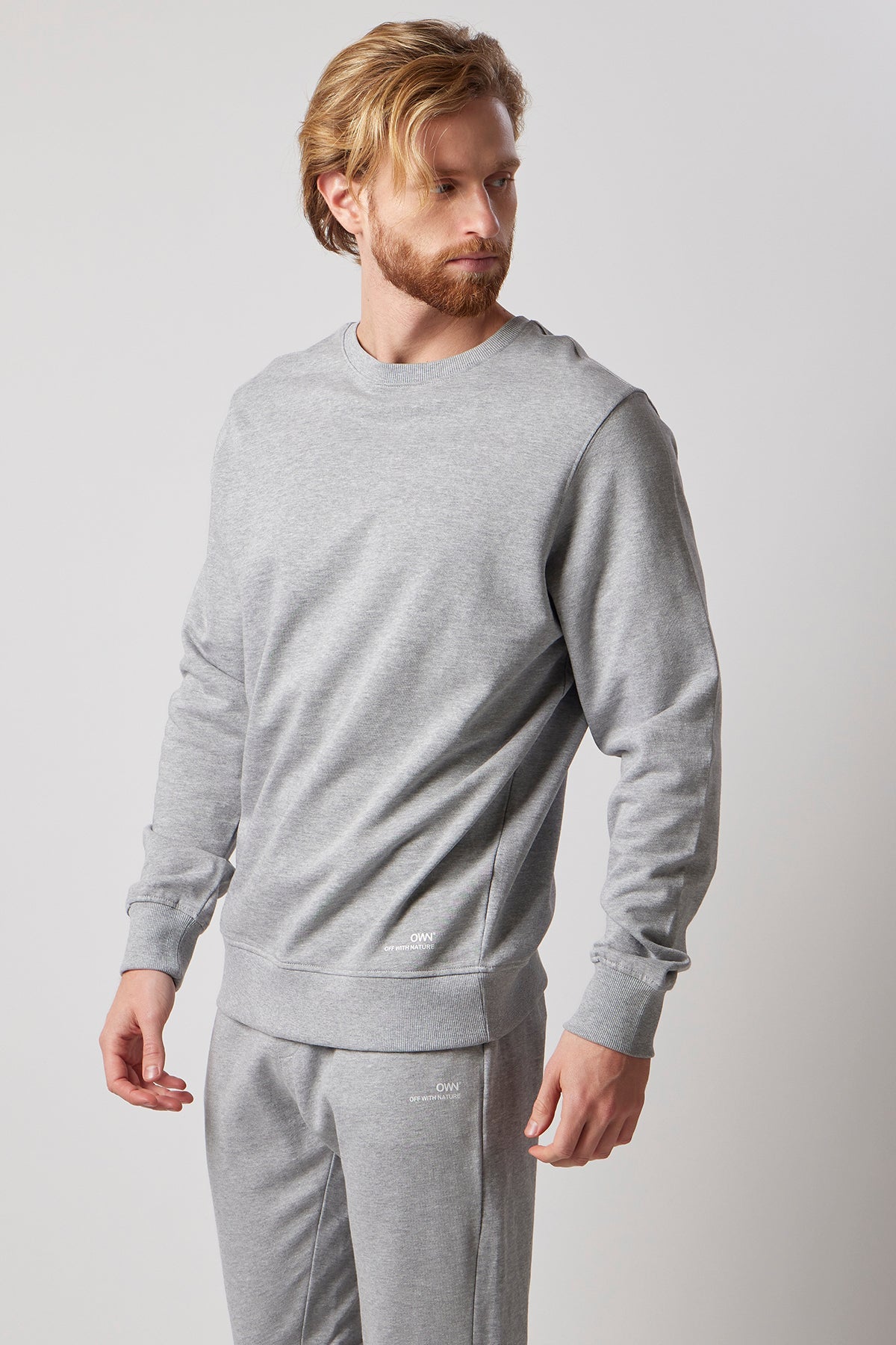 Men's Crewneck Sweatsuit Set Grey