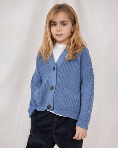 Mini Preila Baltic Blue Merino Wool Cardigan