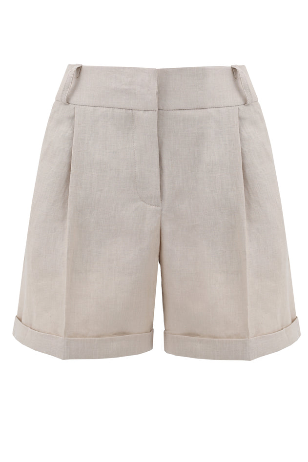 Lniane Linen Shorts Beige
