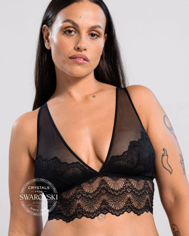 Lace Mesh Plunge Bralette Top Saboteur