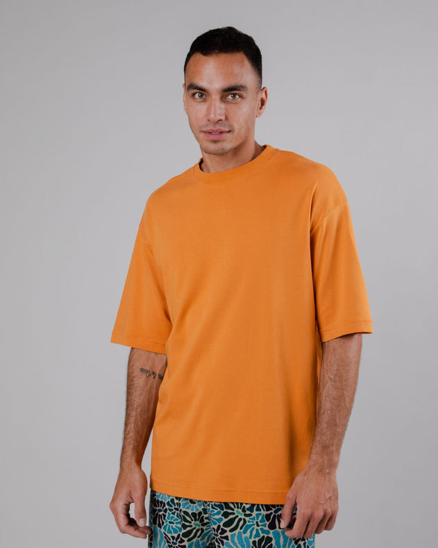 Interlock Oversize Cotton T-Shirt Ochre
