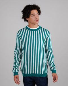 Striped Crew Neck Sweater Ocean Green