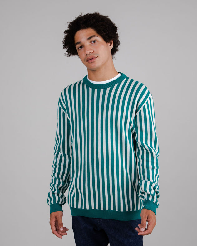 Striped Crew Neck Sweater Ocean Green