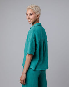 Bubble Oversized Cropped Blouse Jungle Green