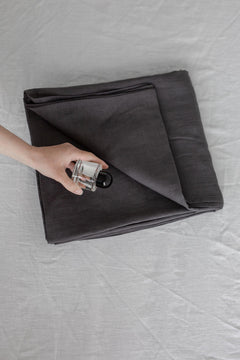 Linen Flat Sheet Charcoal