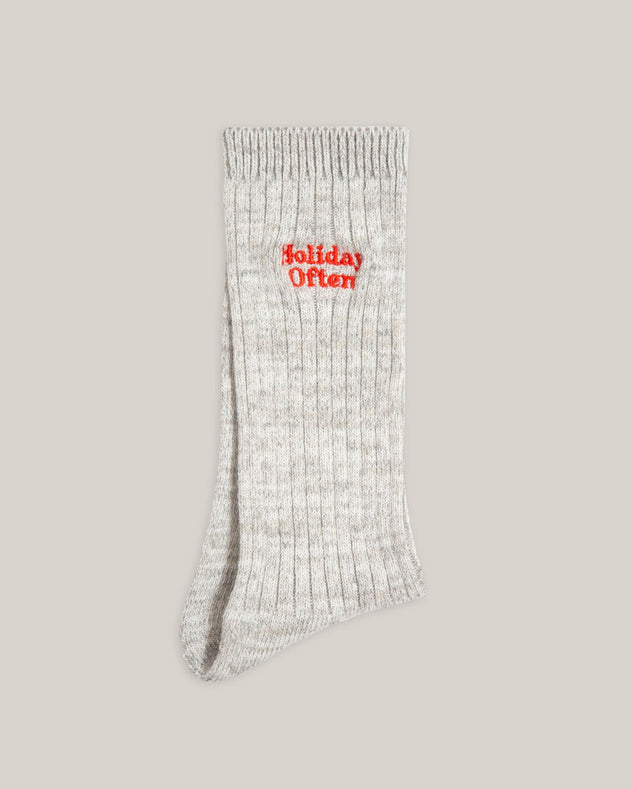 Holiday Ribbed Socks Light Grey
