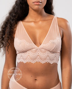 Lace Mesh Plunge Bralette Top Naked