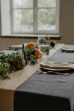 Linen Tablecloth Charcoal