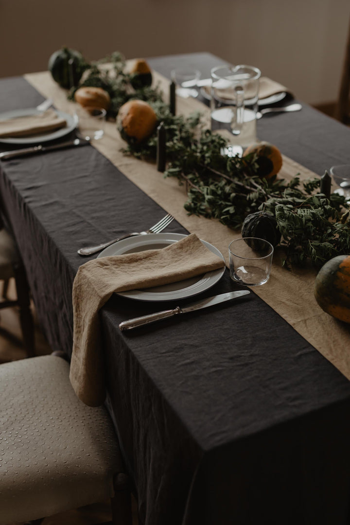AmourLinen - Linen Tablecloth Charcoal