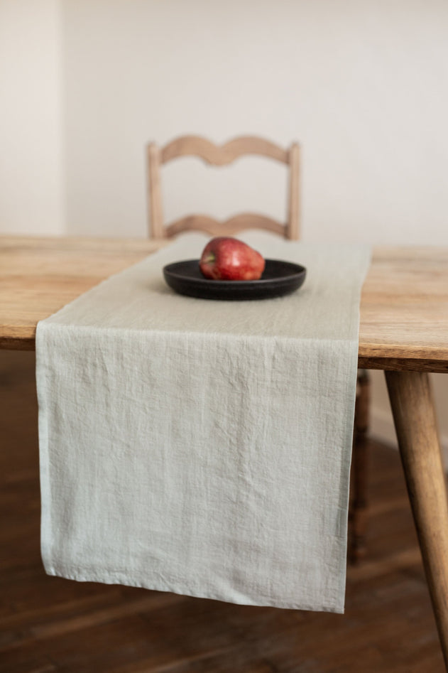 Linen Table Runner Sage Green