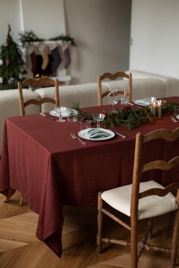AmourLinen - Linen Tablecloth Terracotta