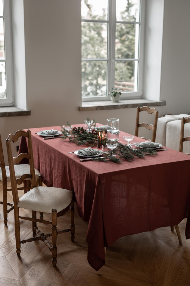 Linen Tablecloth Terracotta