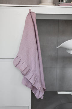 Ruffled Linen Tea Towel
