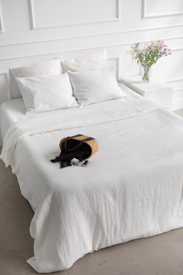 Linen Bedding Set White