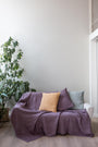 AmourLinen - Linen Waffle Bed Throw Dusty Lavender, image no.1