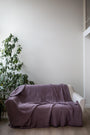 AmourLinen - Linen Waffle Bed Throw Dusty Lavender, image no.3