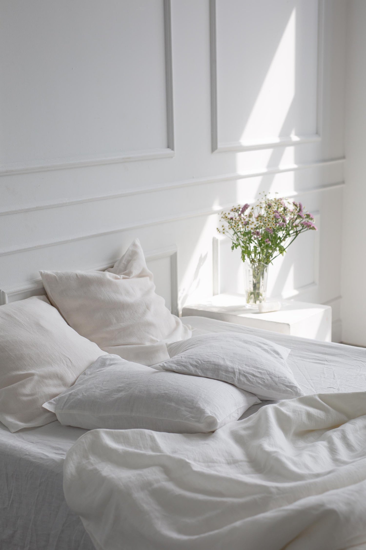 Linen Bedding Set White