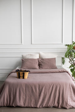 Linen Bedding Set Rosy Brown