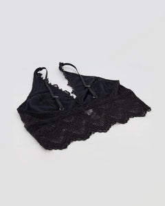 Lace Plunge Bralette Top Saboteur Black