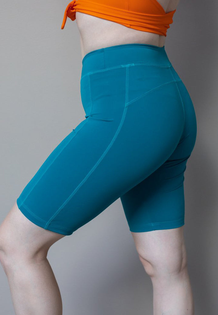 turquoise biker shorts