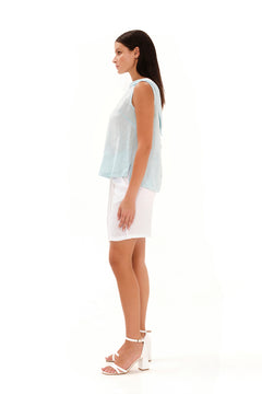 Solid Linen Skort White