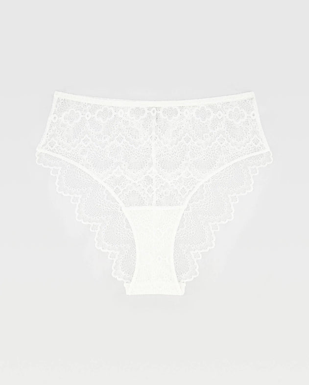 Lace High Cut Briefs Blanche White