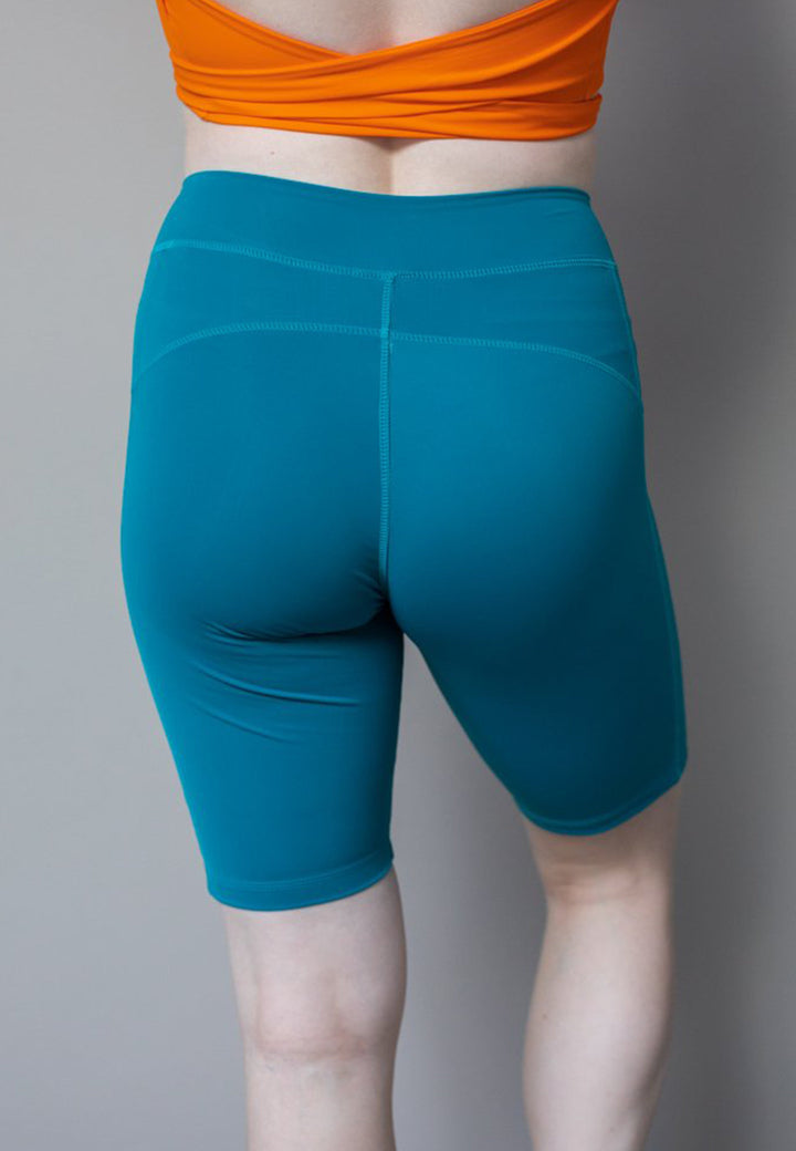 turquoise biker shorts