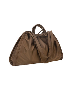 Sage Medium Matte Twill Shopper Bag Chocolate Brown