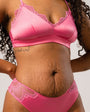 UNDERSTATEMENT - Satin Lace Triangle Bralette Bubblegum Pink, image no.4