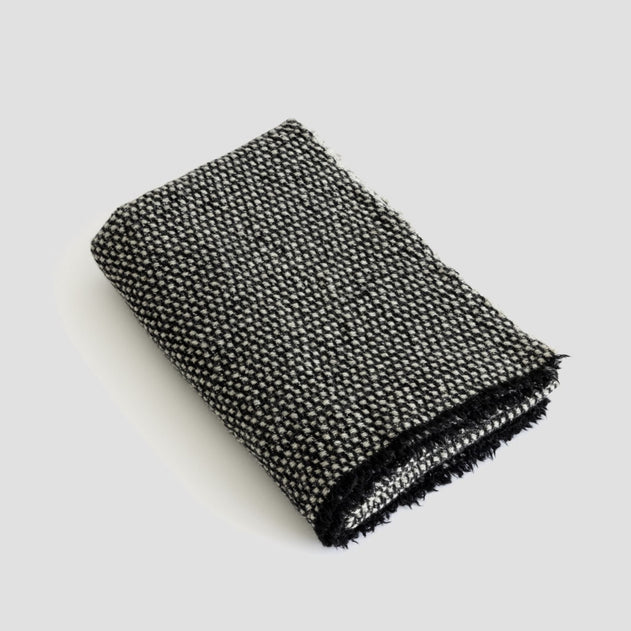 Wool Blanket Textured Black