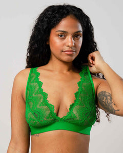 Lace Plunge Bralette Green Ivy