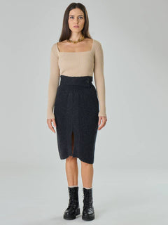 Chanel Merino Wool Skirt Grey