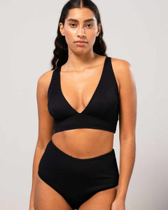 Plunge Bikini Top Black Rib