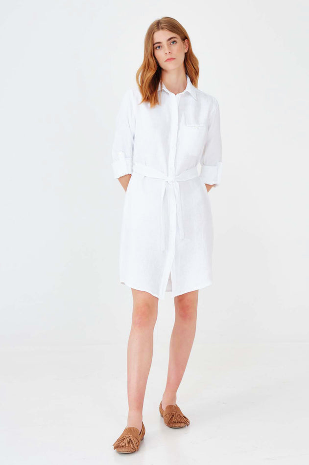 Midi Length Detail Linen Dress