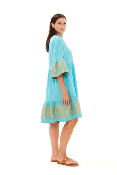 Cami Linen Dress Turquoise