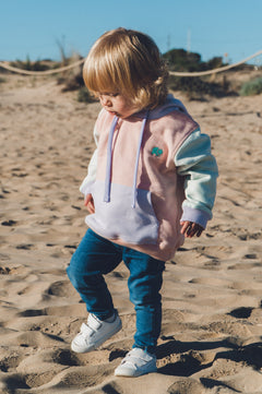 Kid's Color Block Hoodie Pale Pink