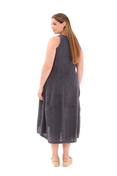 Tank Linen Dress with Asymmetrical Hem Iron