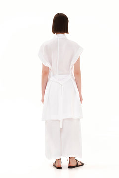 Wide Leg Linen Pants White