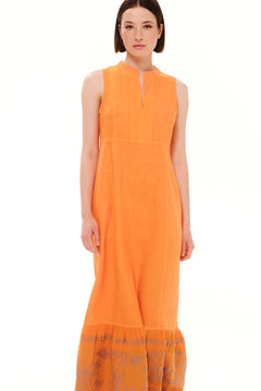 Cami Halter Neck Linen Dress Orange