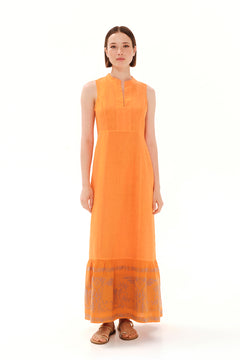 Cami Halter Neck Linen Dress Orange